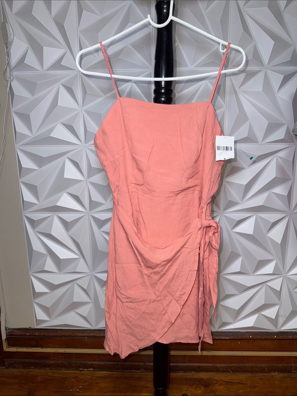 Spaghetti Strap Wrap Dress in Coral